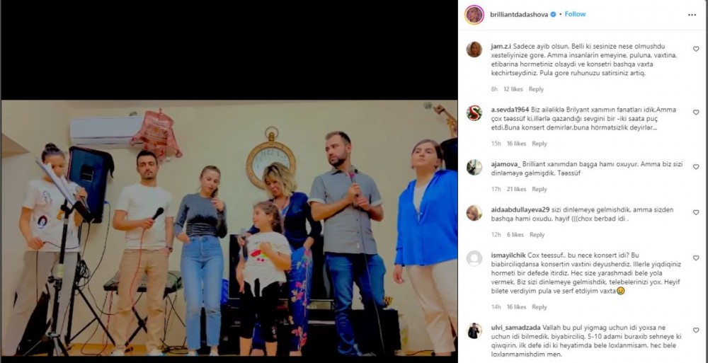 Brilliant Dadaşovanın konserti ilə bağlı QALMAQAL- Pulumu qaytarın!