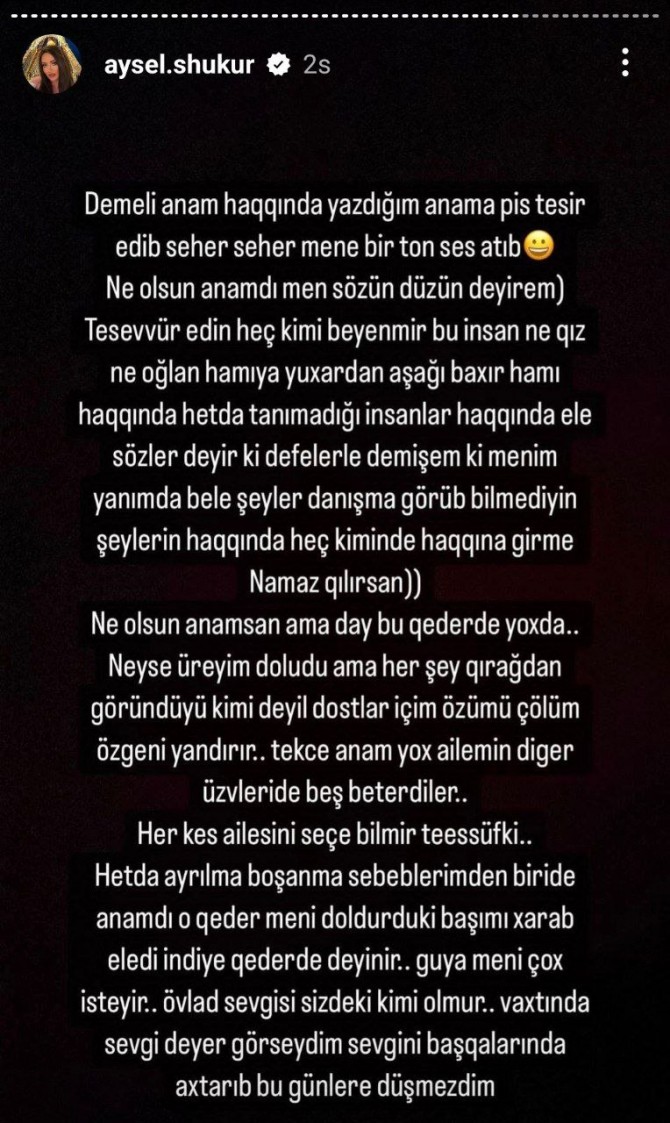 Aysel Şükürdən anasına:"Belə şeylər danışma, namaz qılırsan” (FOTOLAR)