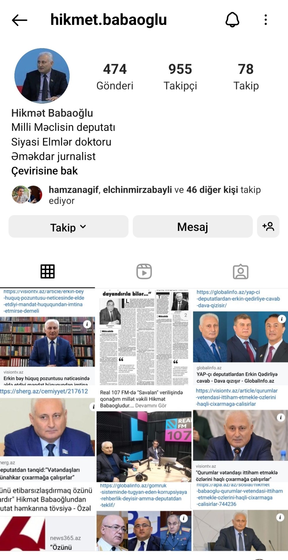 "İnstagram"da ən çox izləyicisi olan azərbaycanlı millət vəkilləri- FOTOLAR