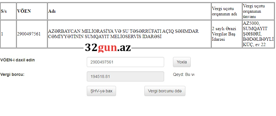 Külli miqdarda vergi borcu olan Sumqayıt Melioservis İdarəsi yenidən tenderdə qalib seçildi