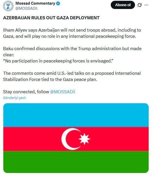 MOSSAD İlham Əliyevin bəyanatını yaydı – FOTO